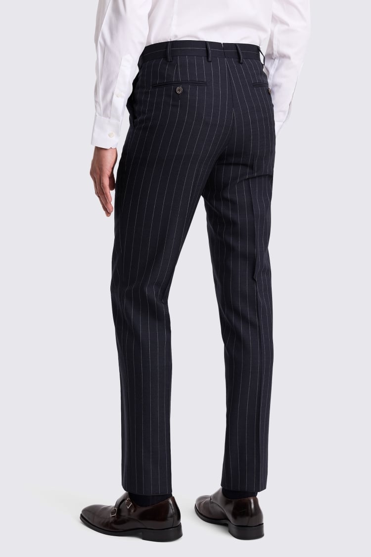 Italian Tailored Fit Navy Stripe Trousers