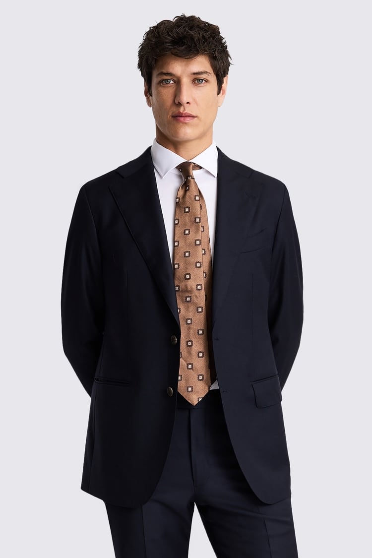 Italian Tailored Fit Navy Twill Jacket