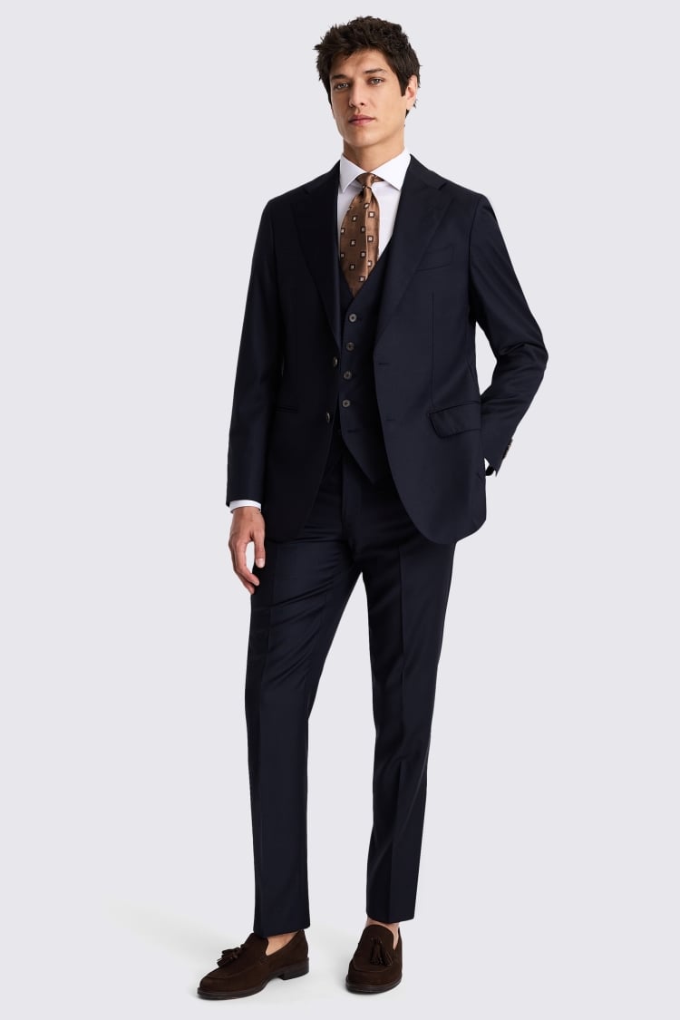 Italian Tailored Fit Navy Twill Suit