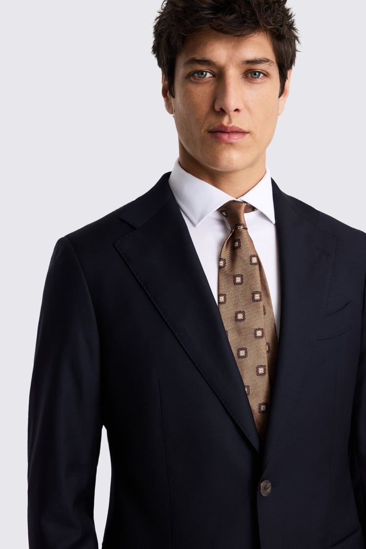 Italian Tailored Fit Navy Twill Suit