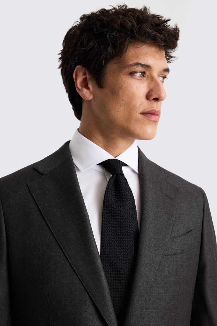 Italian Tailored Fit Charcoal Twill Suit