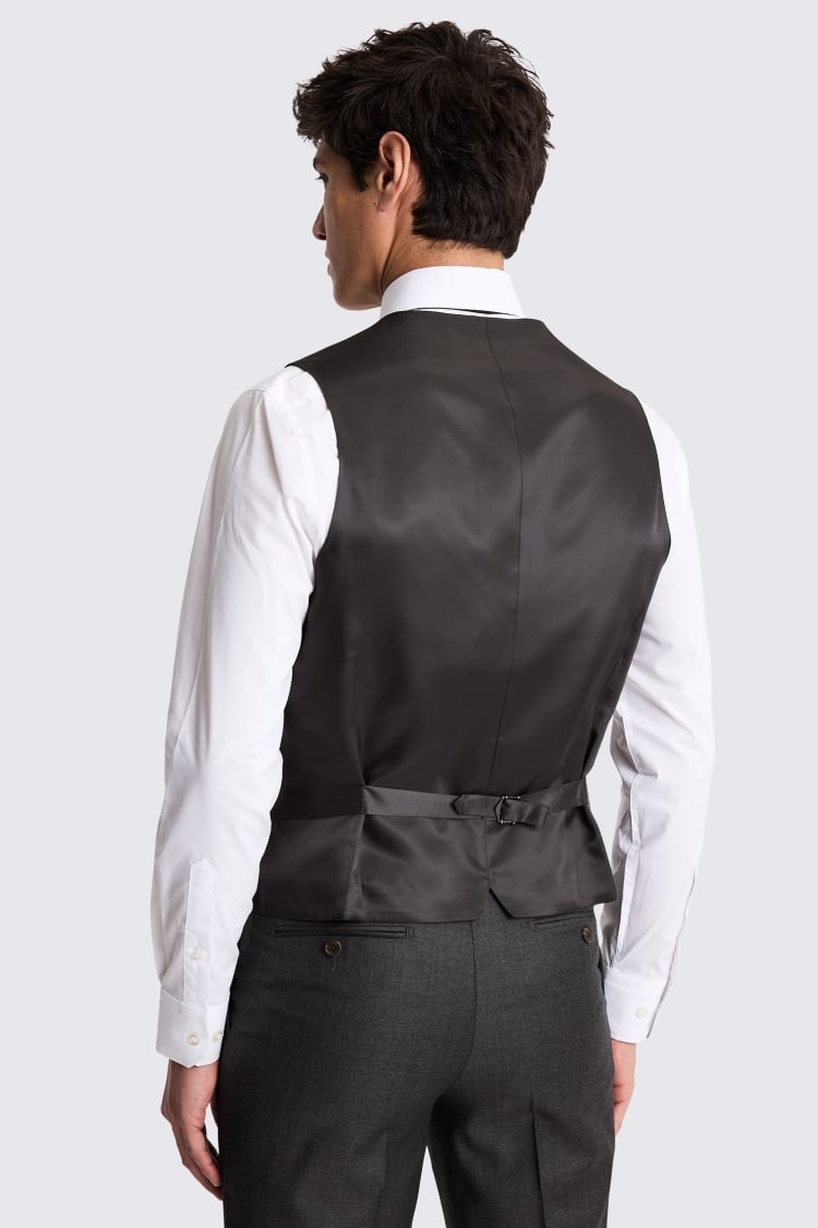 Tailored Fit Charcoal Twill Waistcoat