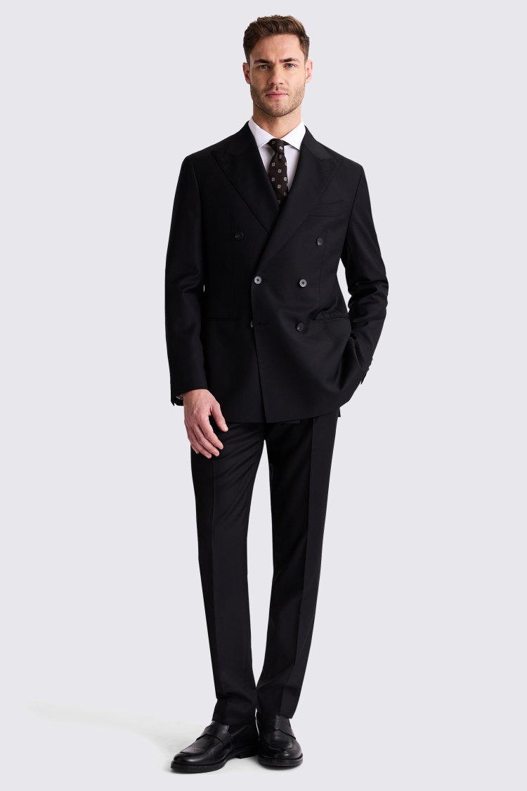 Italian Tailored Fit Black Twill Suit