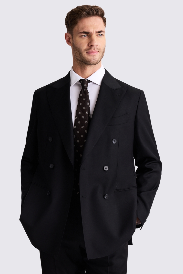 Italian Tailored Fit Black Twill Suit