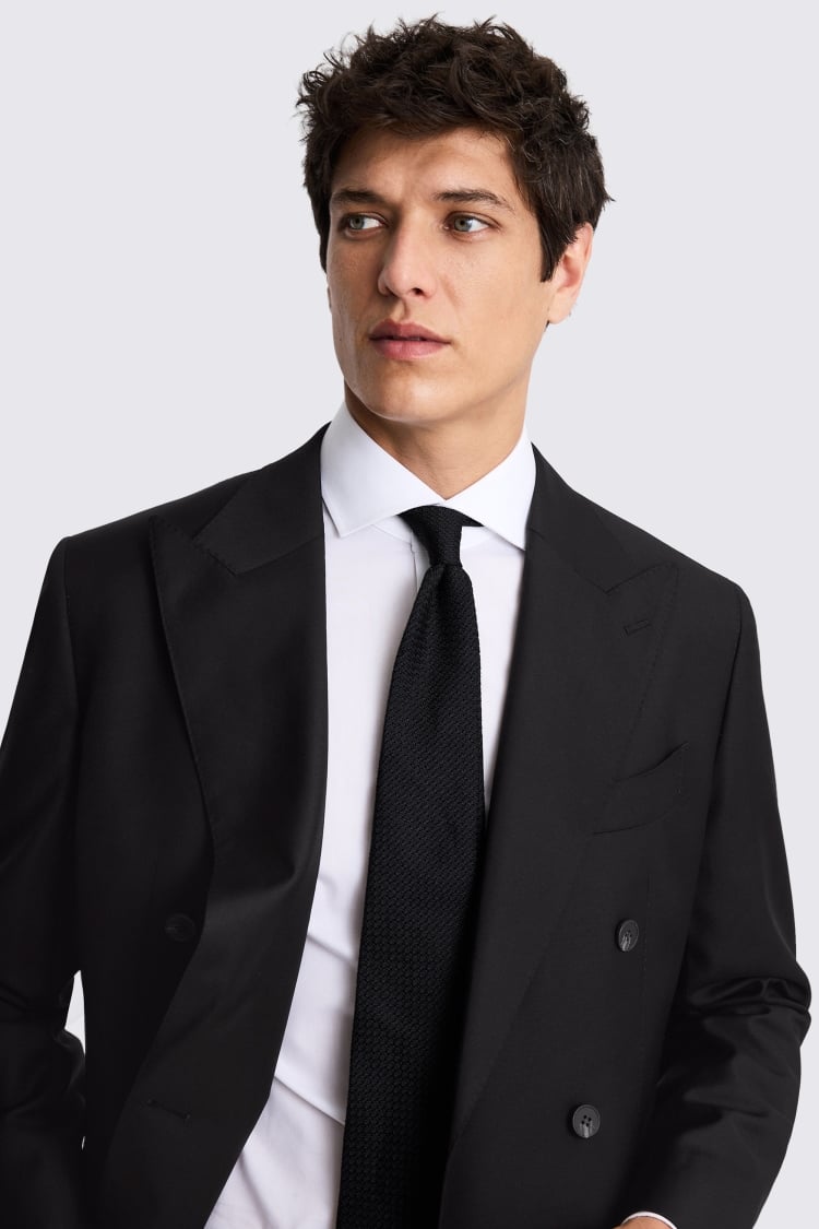 Italian Tailored Fit Black Twill Suit