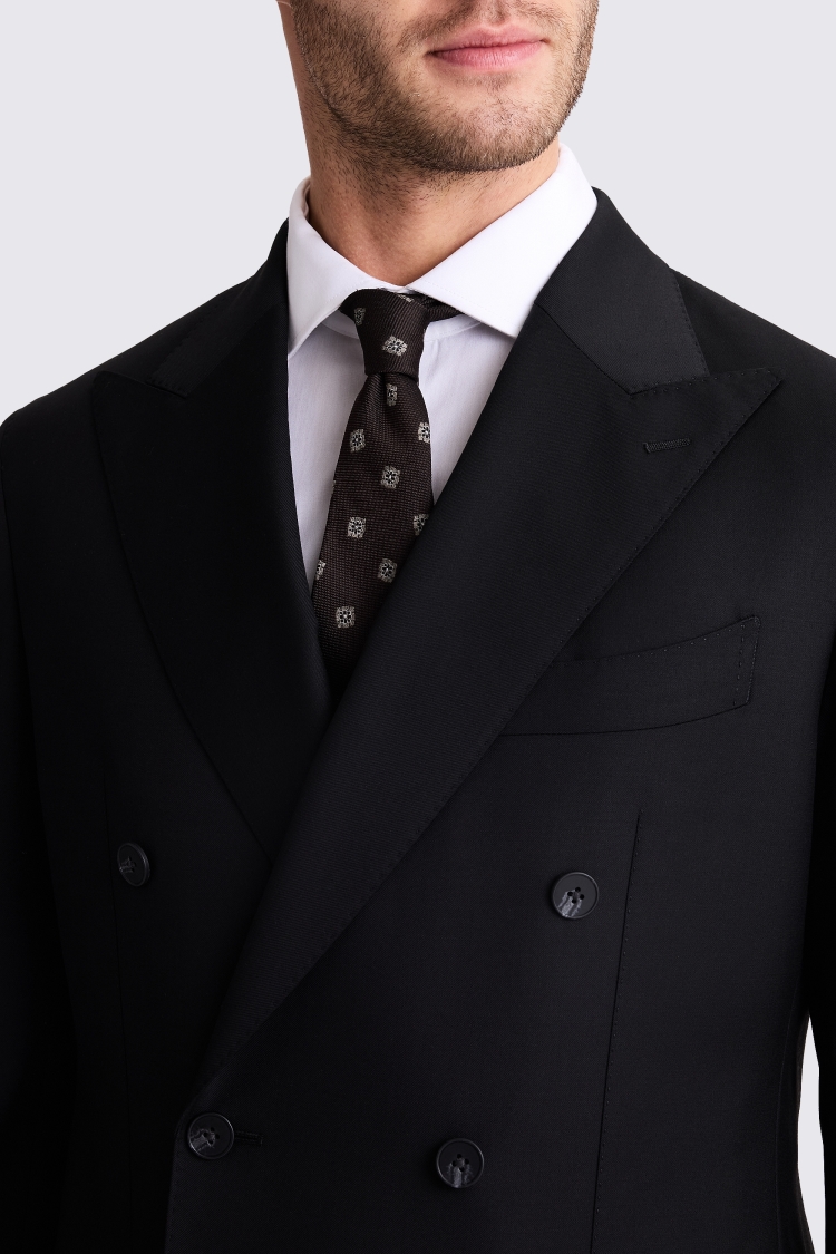 Italian Tailored Fit Black Twill Suit