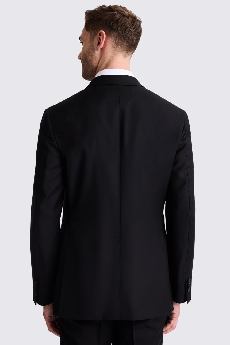 Italian Tailored Fit Black Twill Suit