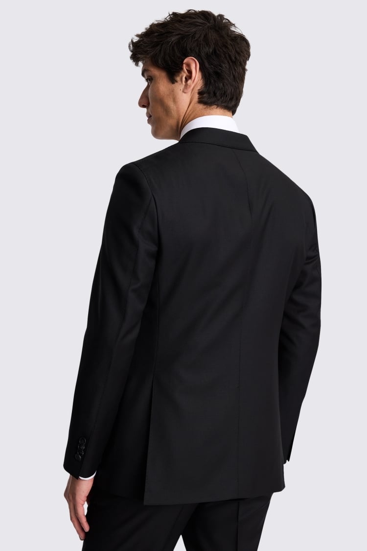 Italian Tailored Fit Black Twill Suit