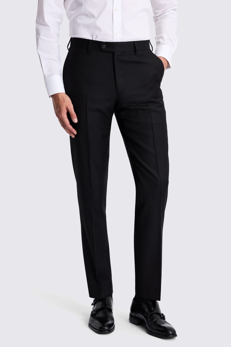 Italian Tailored Fit Black Twill Suit