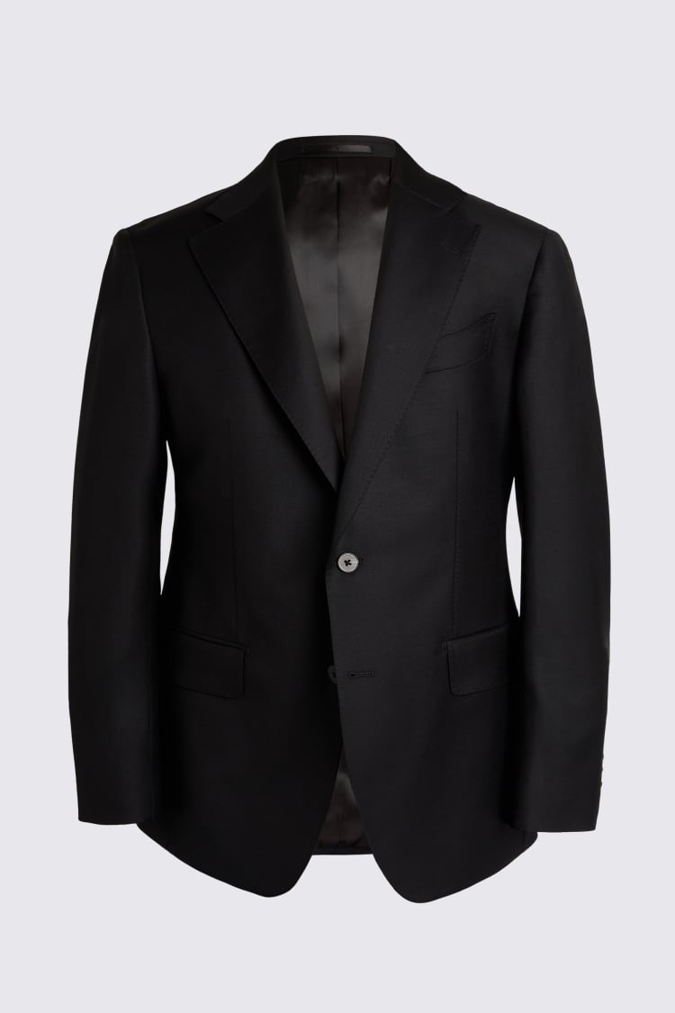 Italian Tailored Fit Black Twill Suit