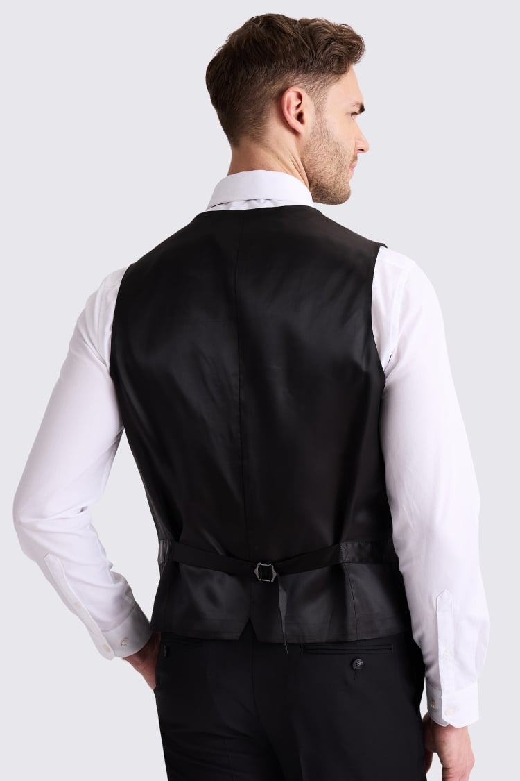 Tailored Fit Black Twill Waistcoat