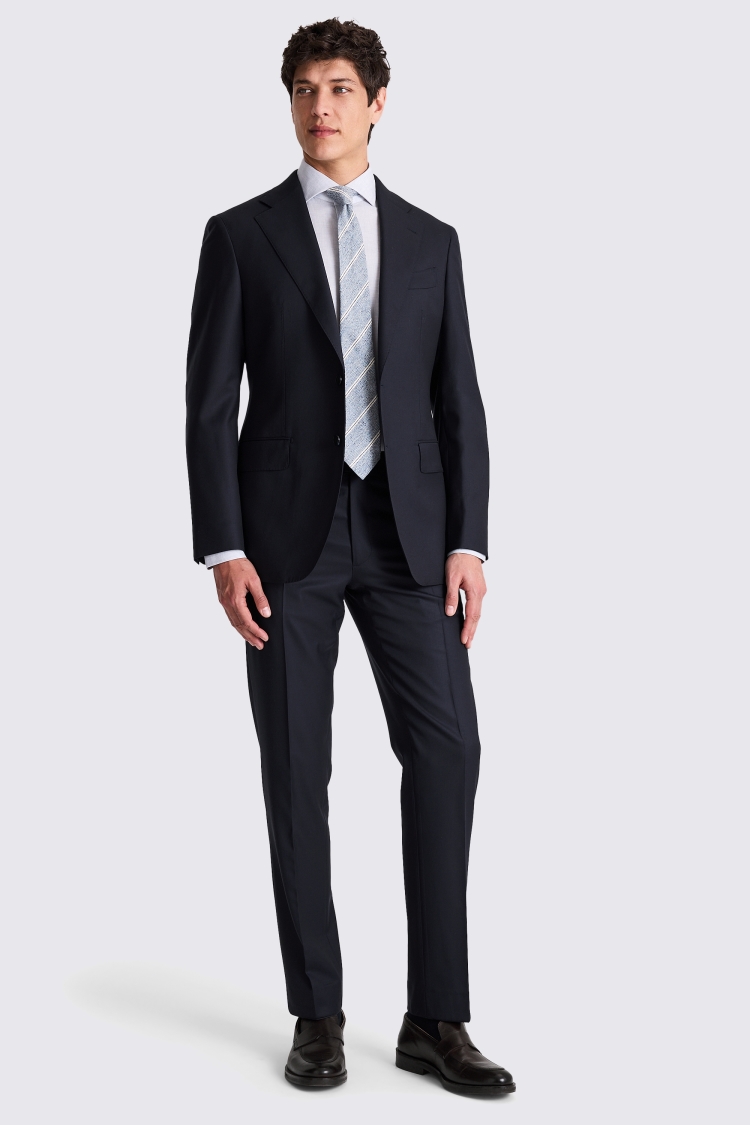 Italian Tailored Fit Navy Twill Suit