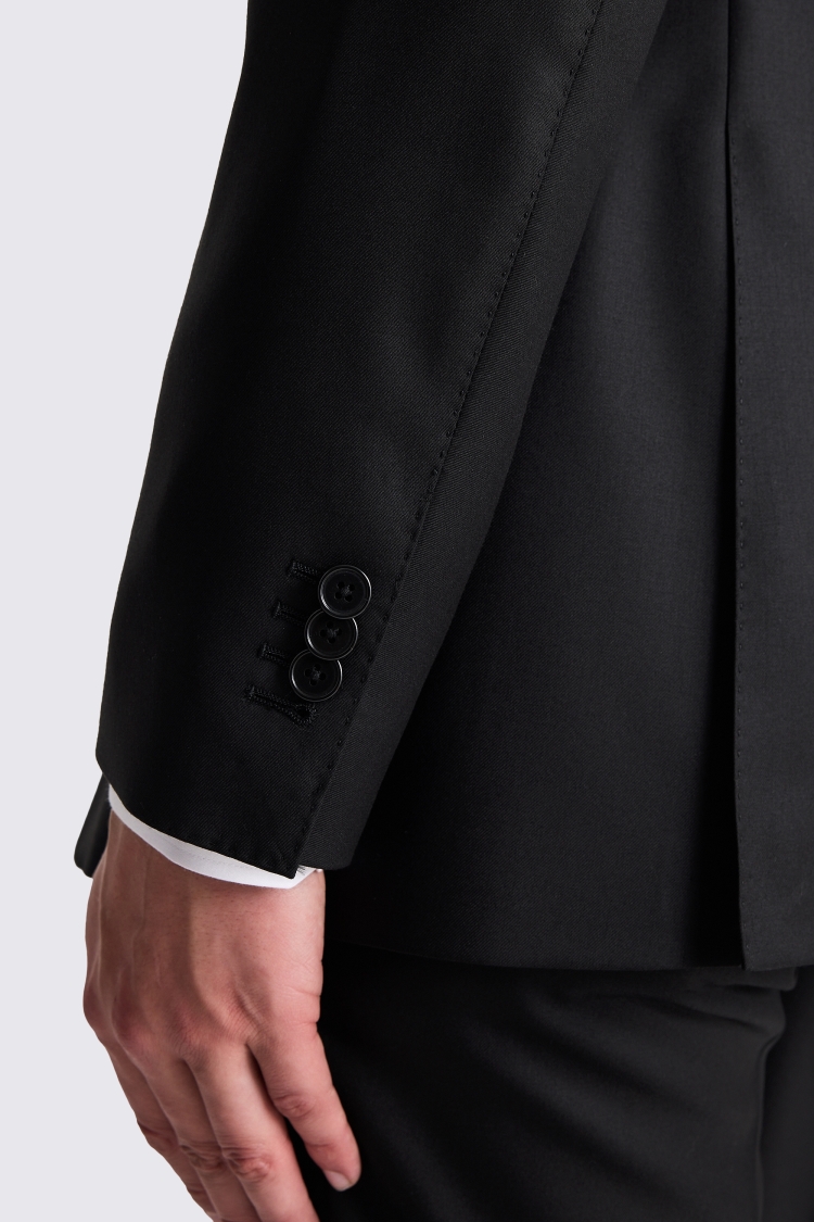 Italian Tailored Fit Black Twill Suit