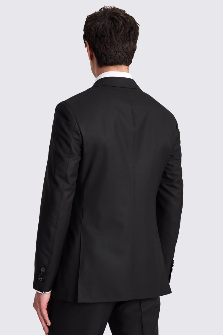 Italian Tailored Fit Black Twill Suit