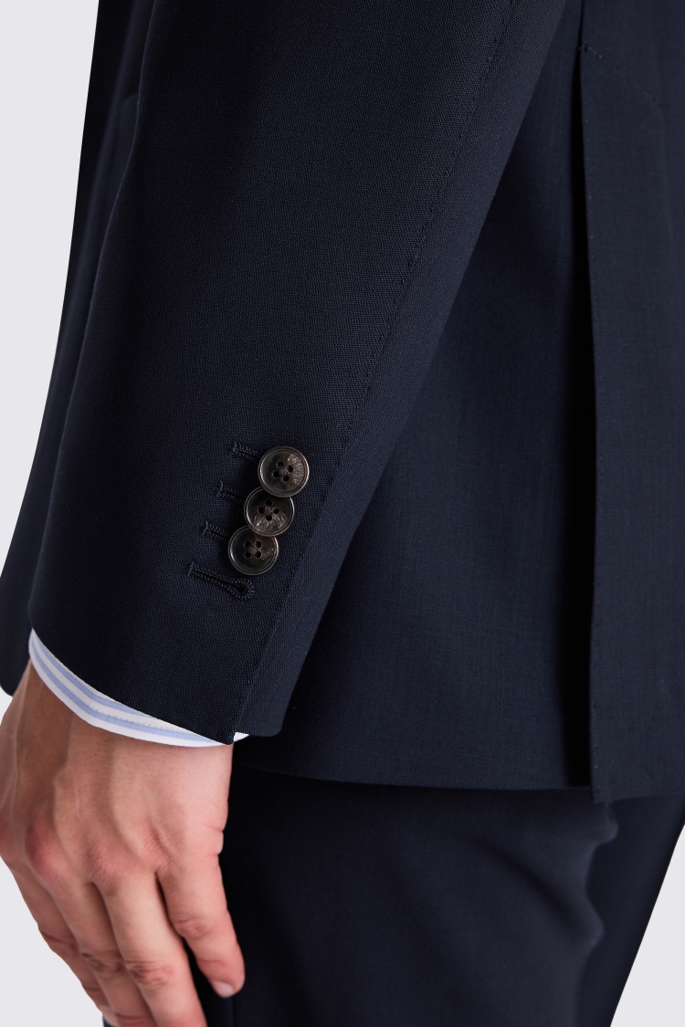 Italian Tailored Fit Navy Hopsack Suit