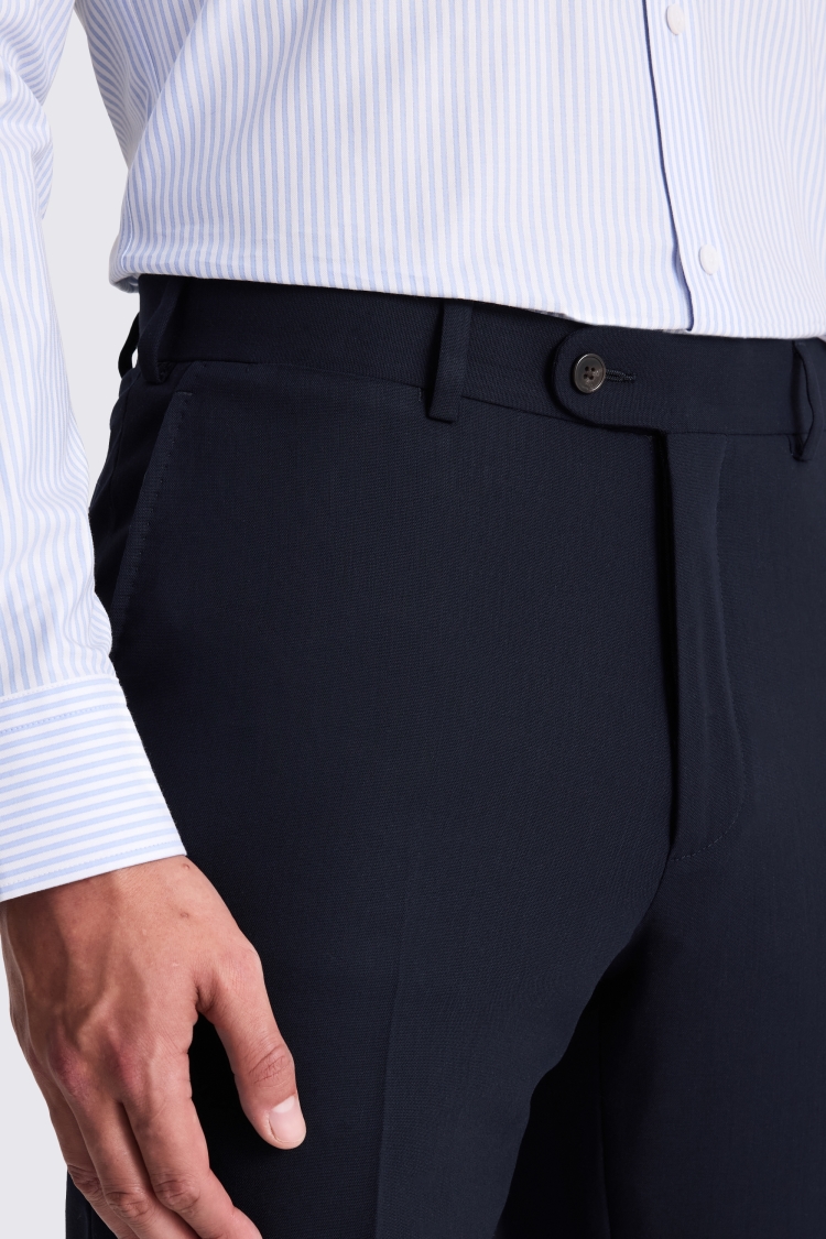 Italian Tailored Fit Navy Hopsack Trousers