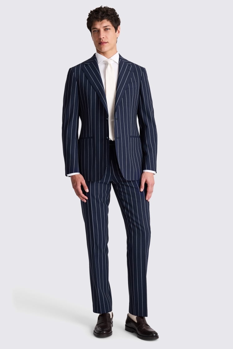 Italian Tailored Fit Navy White Suit