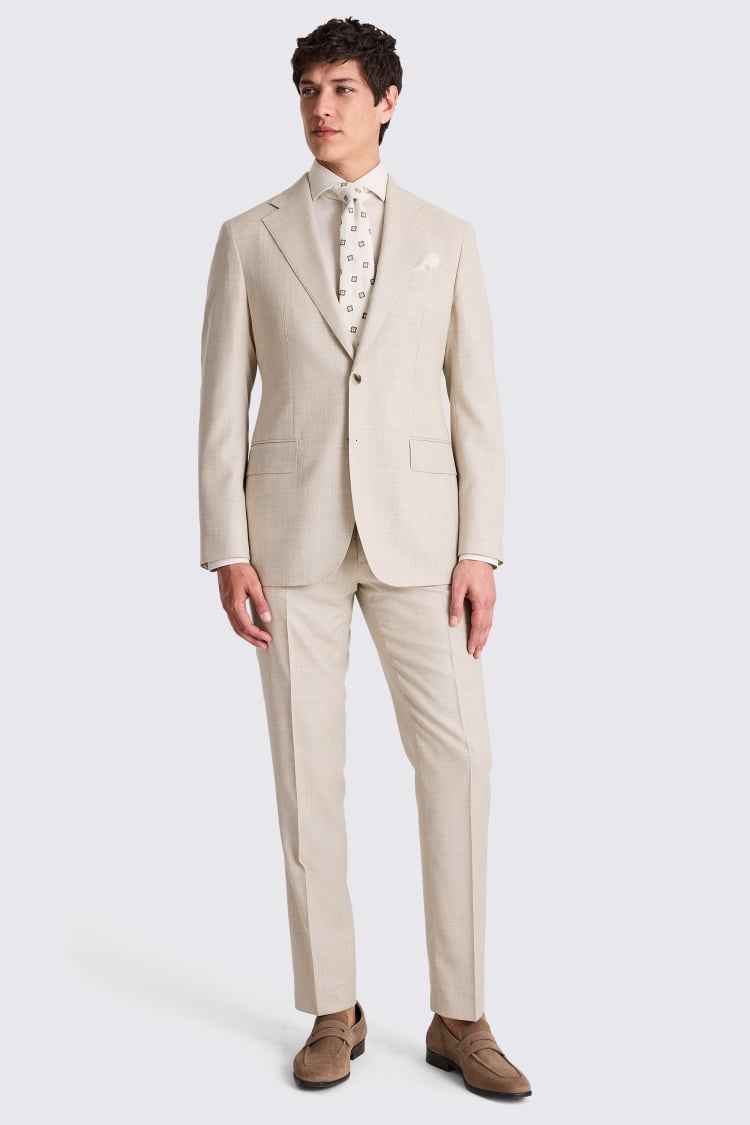 Italian Tailored Fit Taupe Hopsack Suit