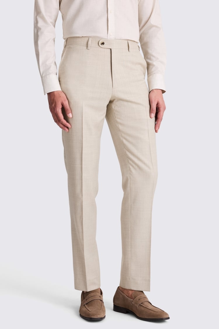 Italian Tailored Fit Taupe Hopsack Trousers