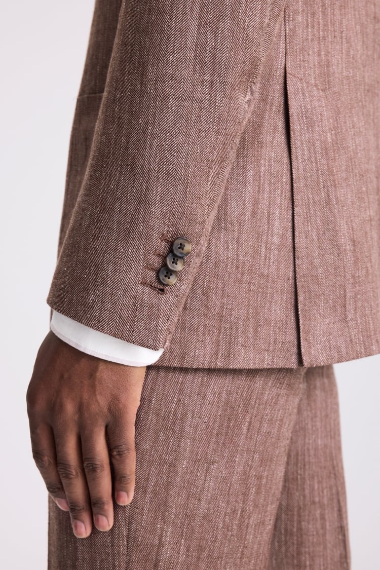 Italian Tailored Fit Cerise Herringbone Suit