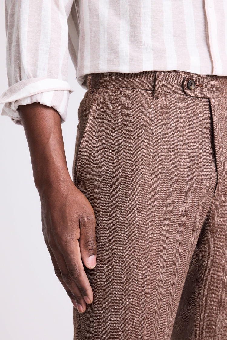 Italian Tailored Fit Cerise Herringbone Trousers