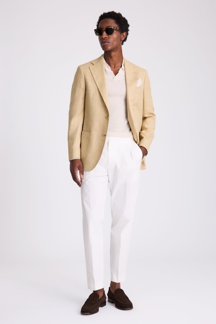 Italian Tailored Fit Camel Herringbone Jacket