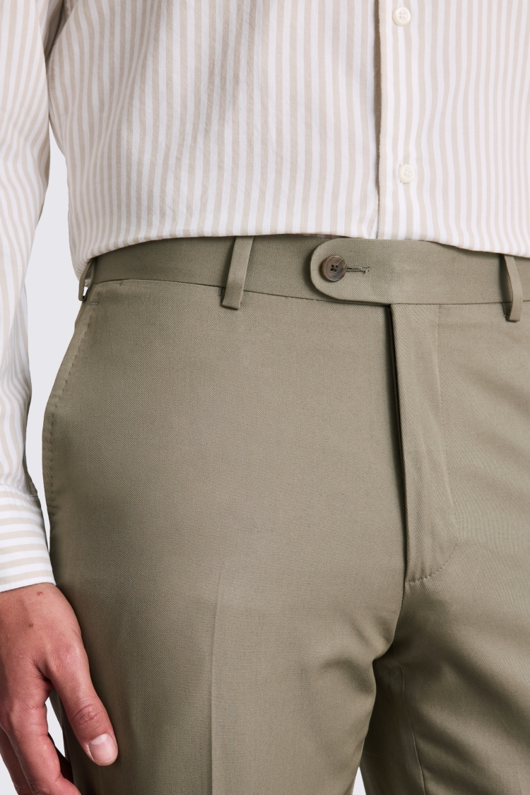 Italian Tailored Fit Khaki Cotton Trousers