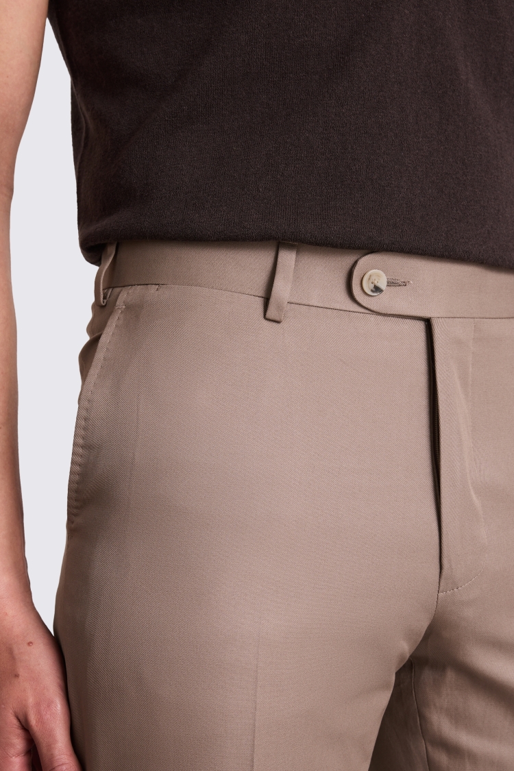 Italian Tailored Fit Taupe Cotton Trousers