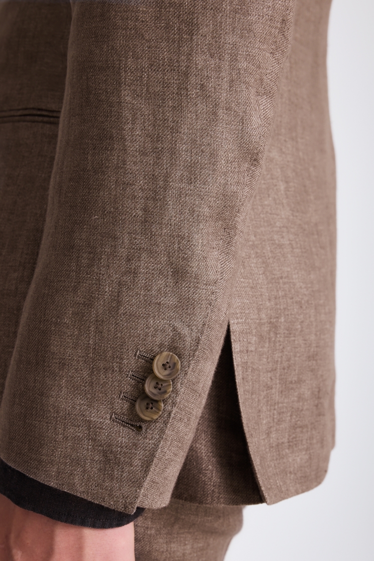 Italian Tailored Brown Twill Linen Suit