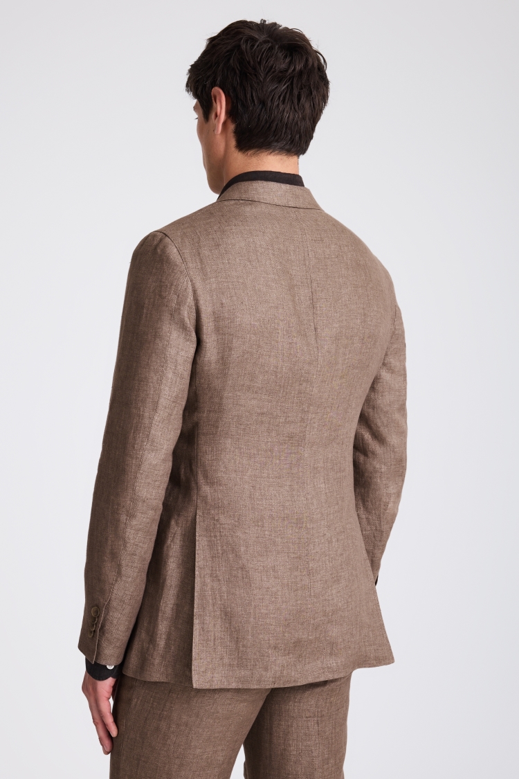Italian Tailored Brown Twill Linen Suit