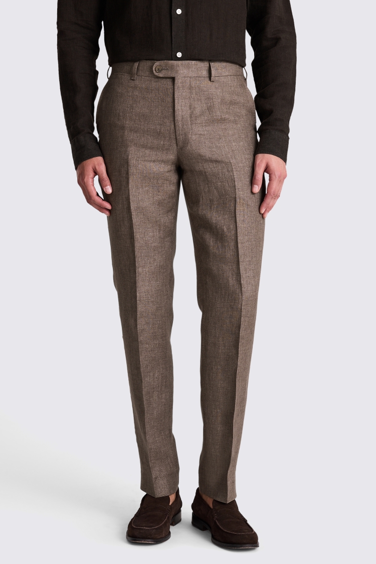 Italian Tailored Brown Twill Linen Suit