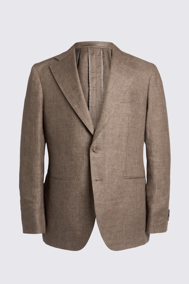 Italian Tailored Brown Twill Linen Jacket