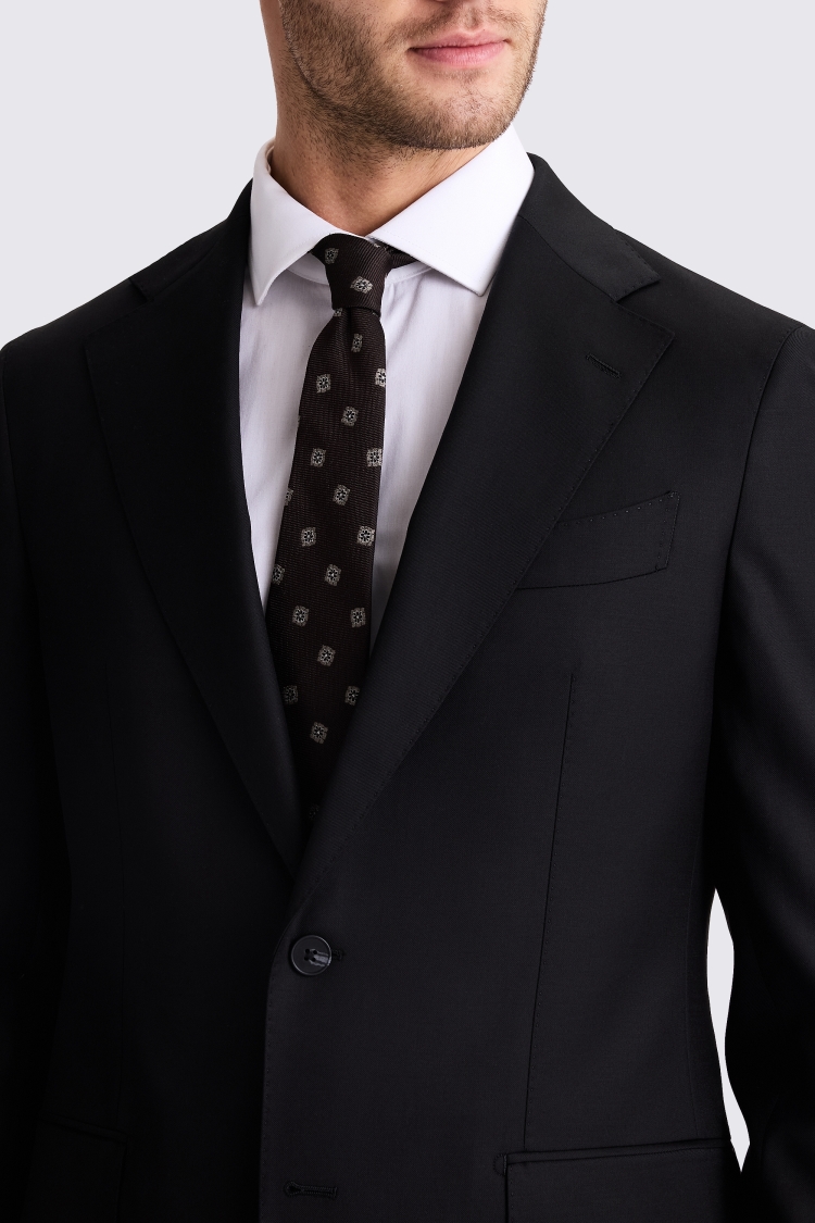 Italian Tailored Fit Black Twill Dress Jacket