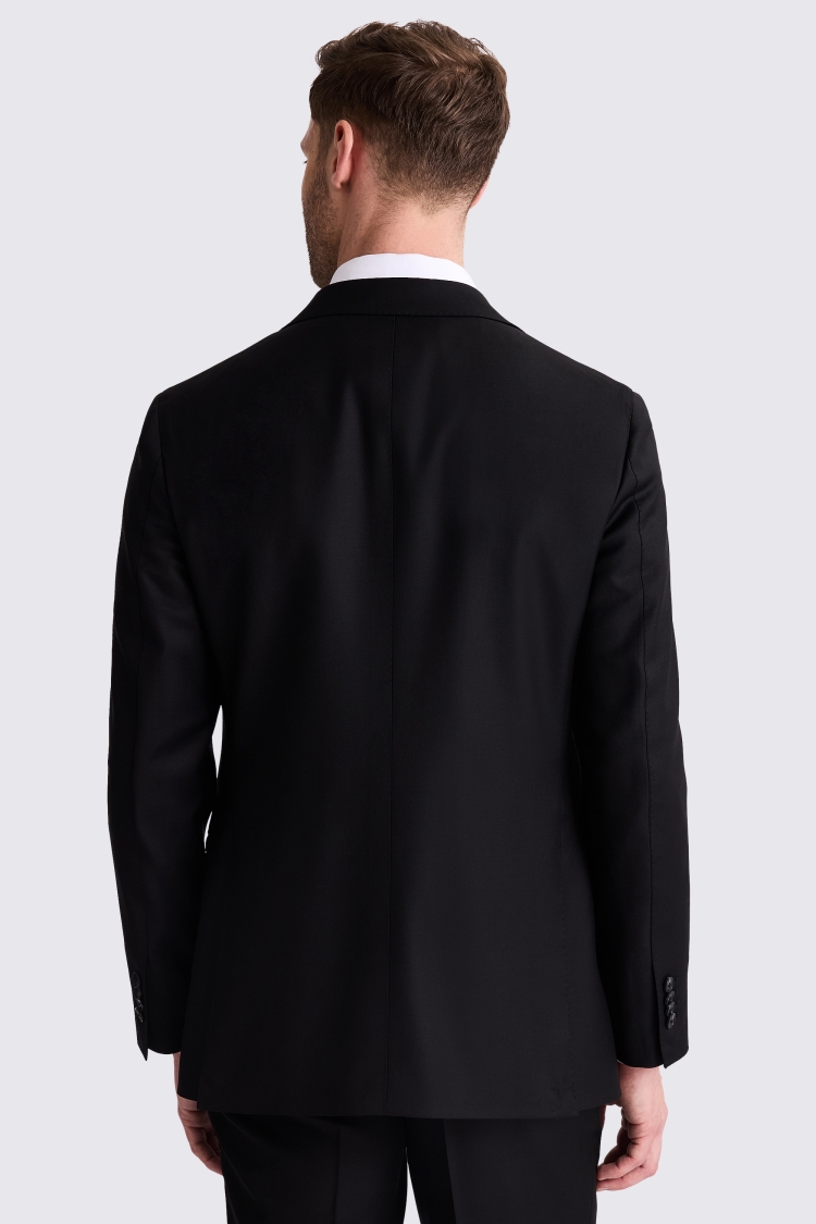 Italian Tailored Fit Black Twill Dress Jacket