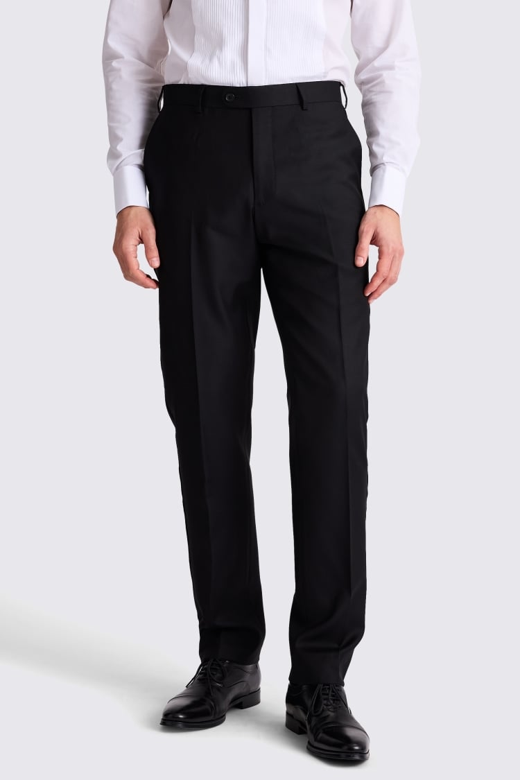 Italian Tailored Fit Black Twill Trousers