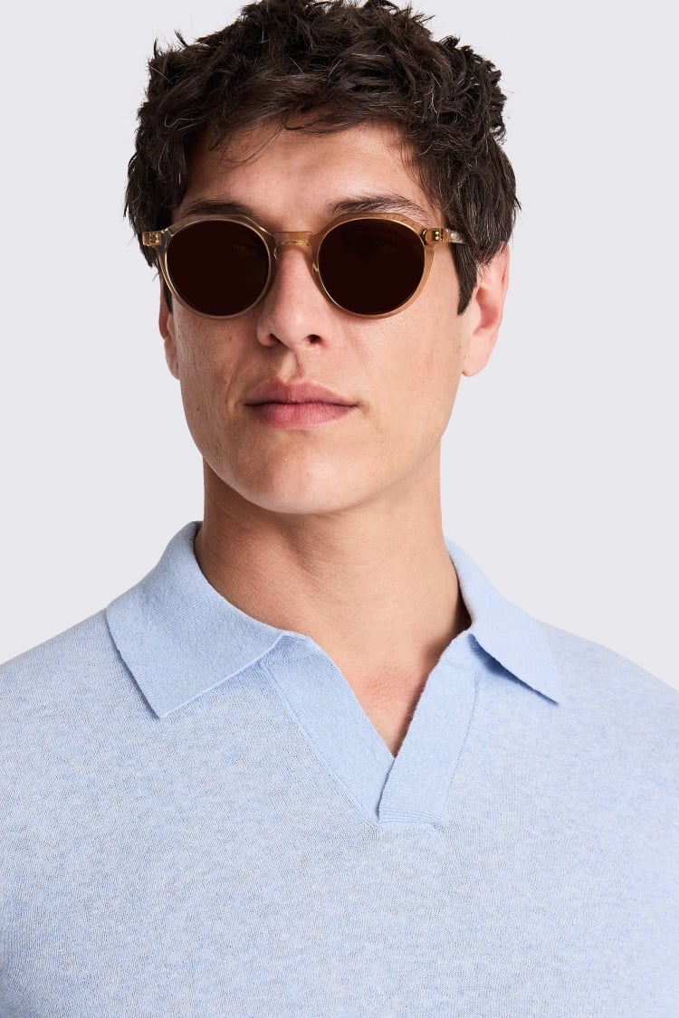 Linen Blend Light Blue Skipper Polo
