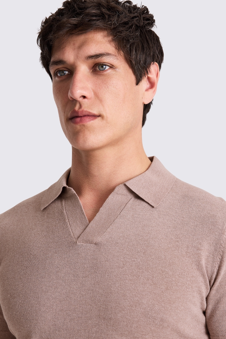Linen Blend Pink Skipper Polo