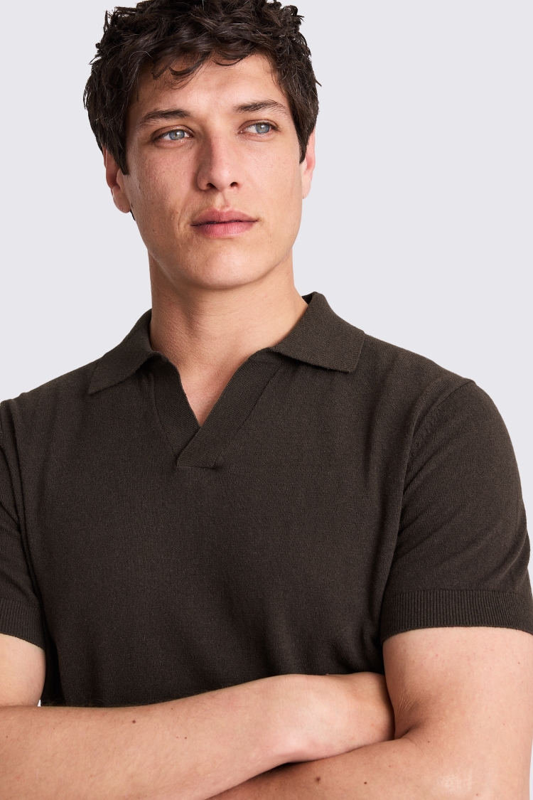 Linen Blend Brown Skipper Polo