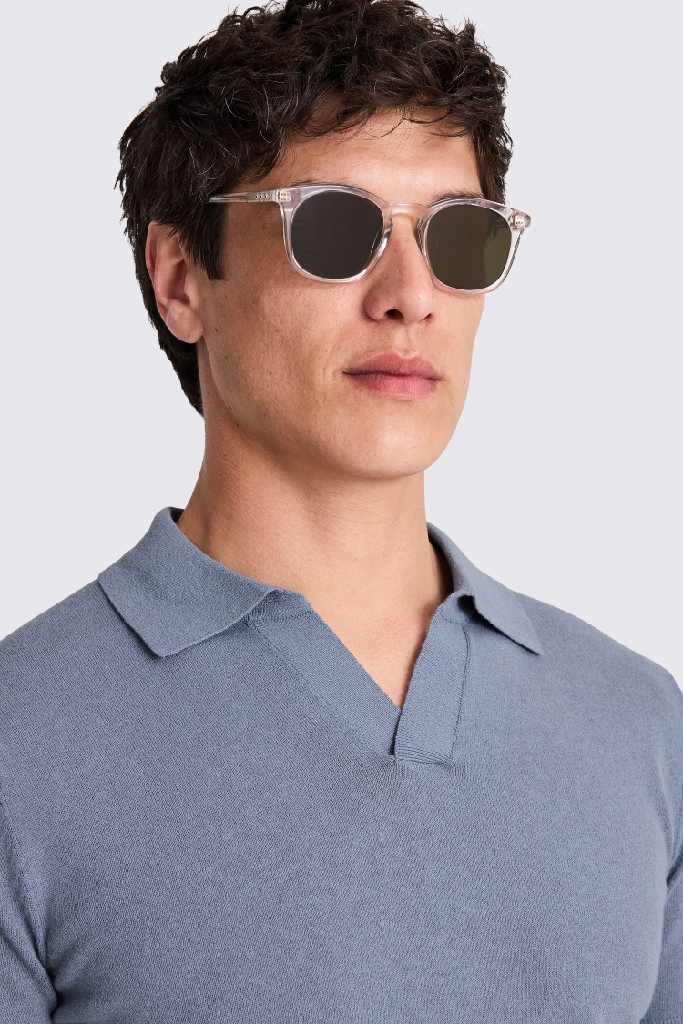 Linen Blend Steel Blue Skipper Polo
