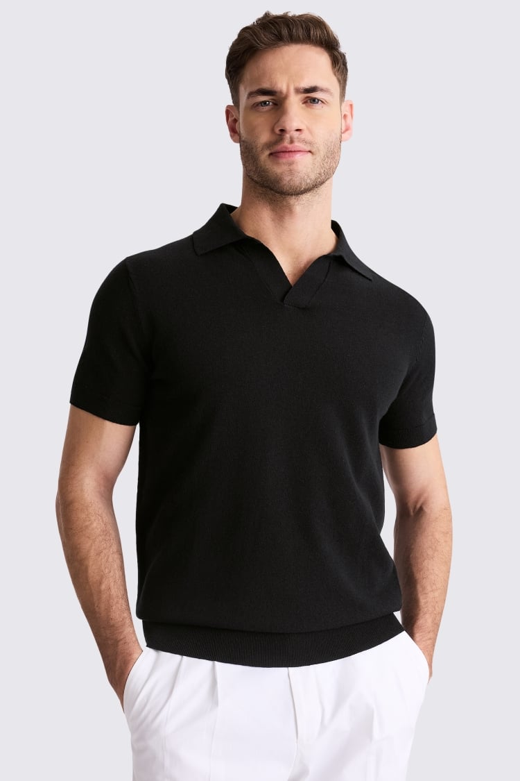 Linen Blend Black Skipper Shirt