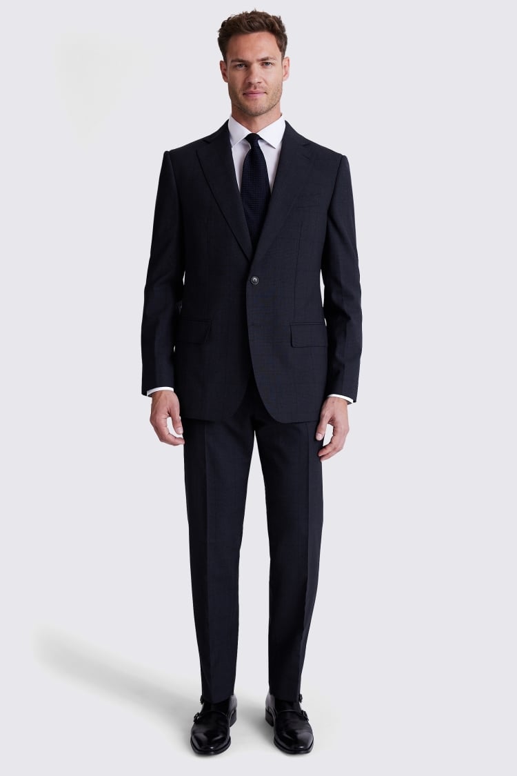 Regular Fit Navy Check Suit