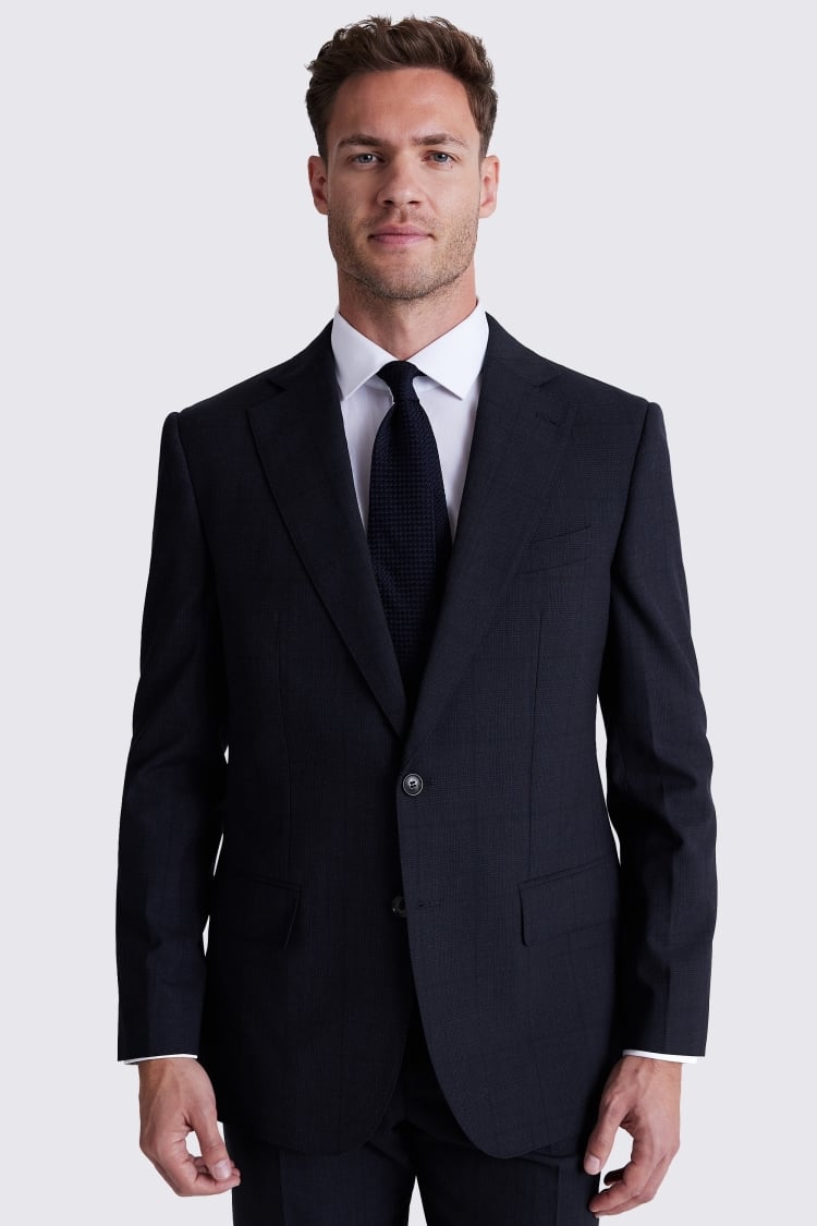 Regular Fit Navy Check Suit