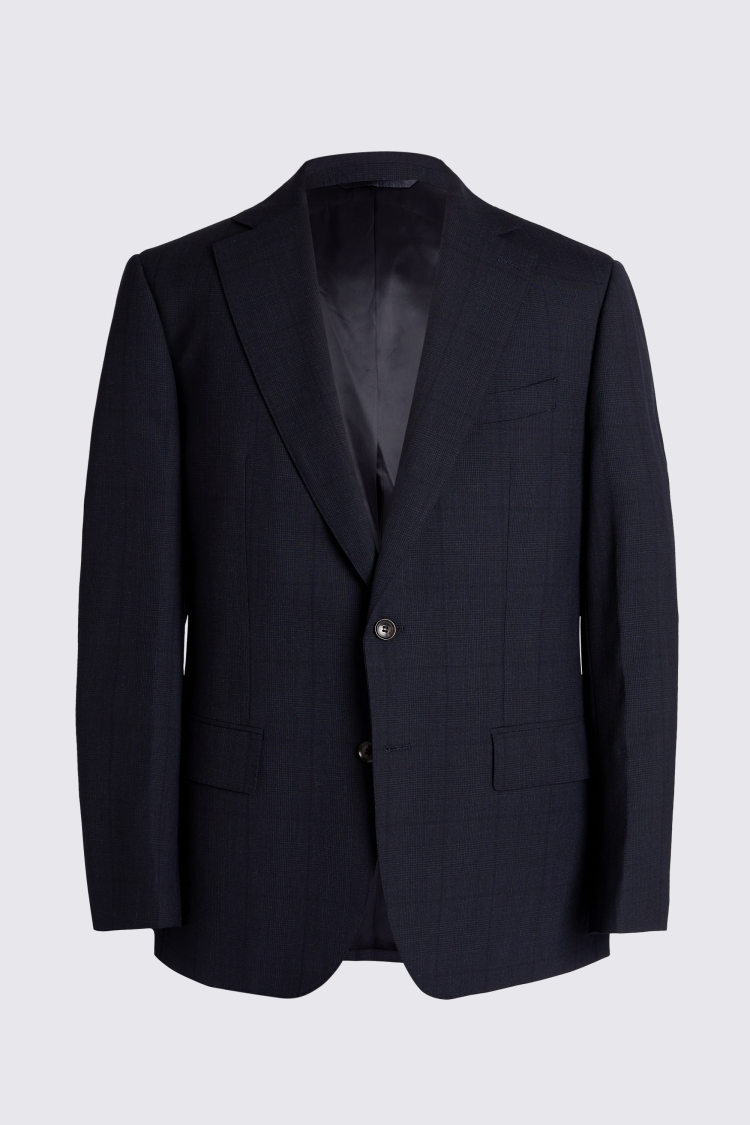 Regular Fit Navy Check Suit