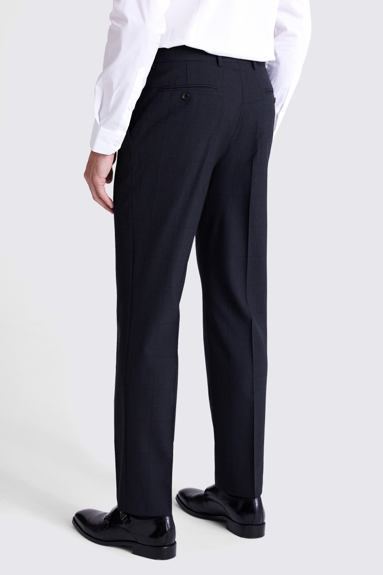  Regular Fit Navy Check Trousers