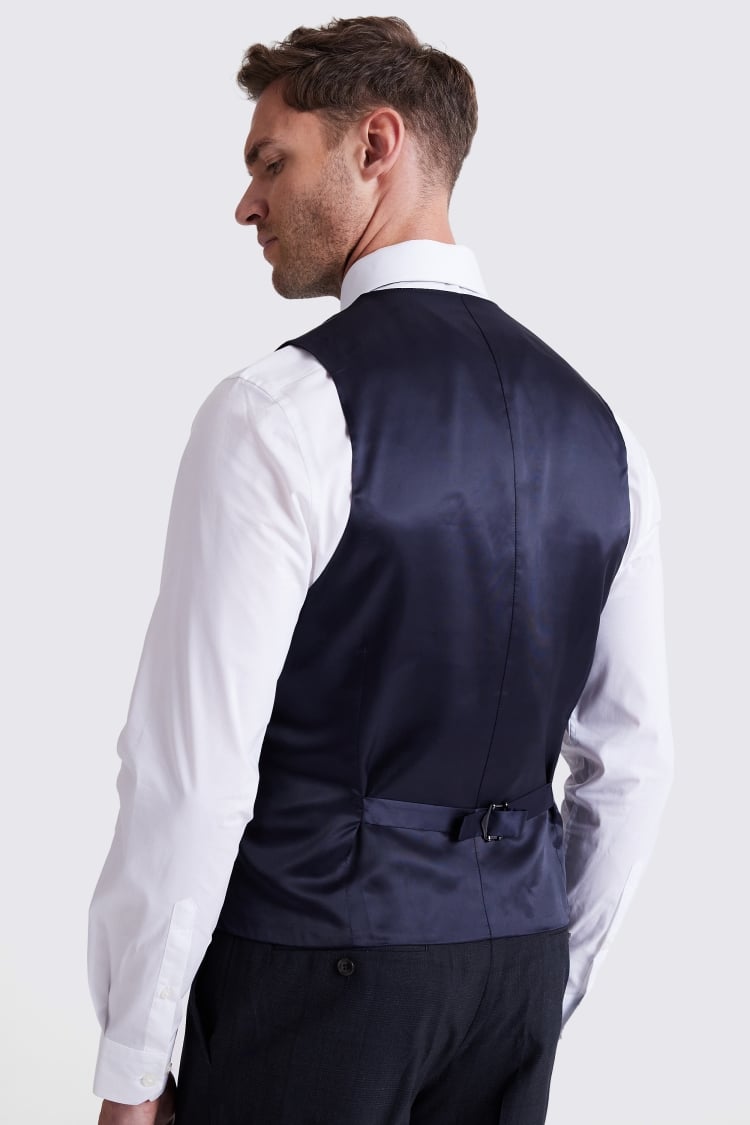 Regular Fit Navy Check Waistcoat