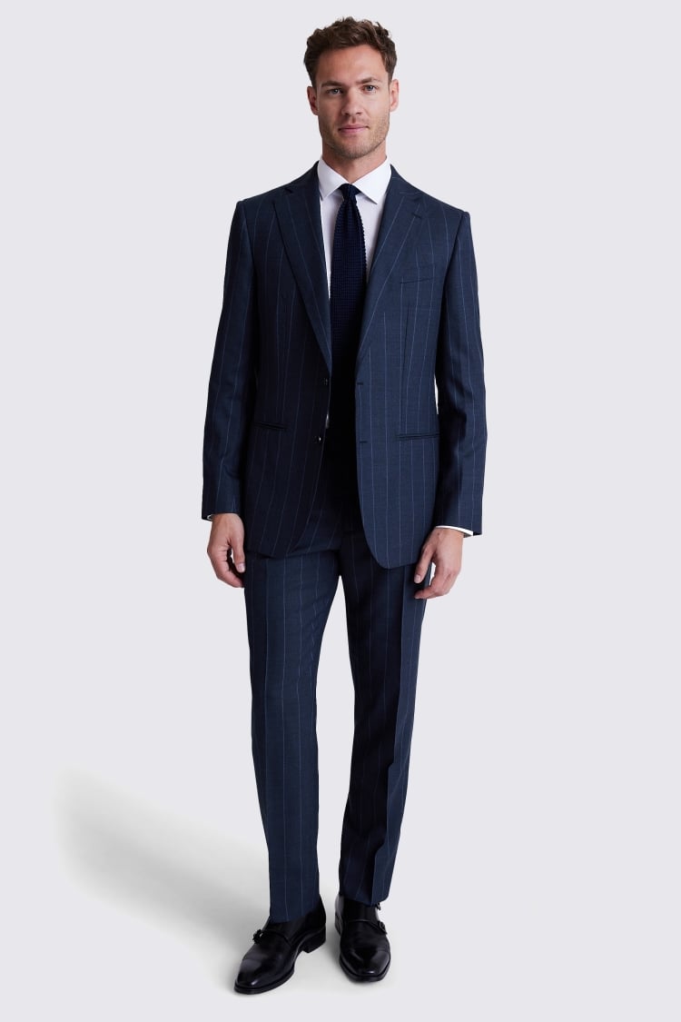 Regular Fit Navy Stripe Suit