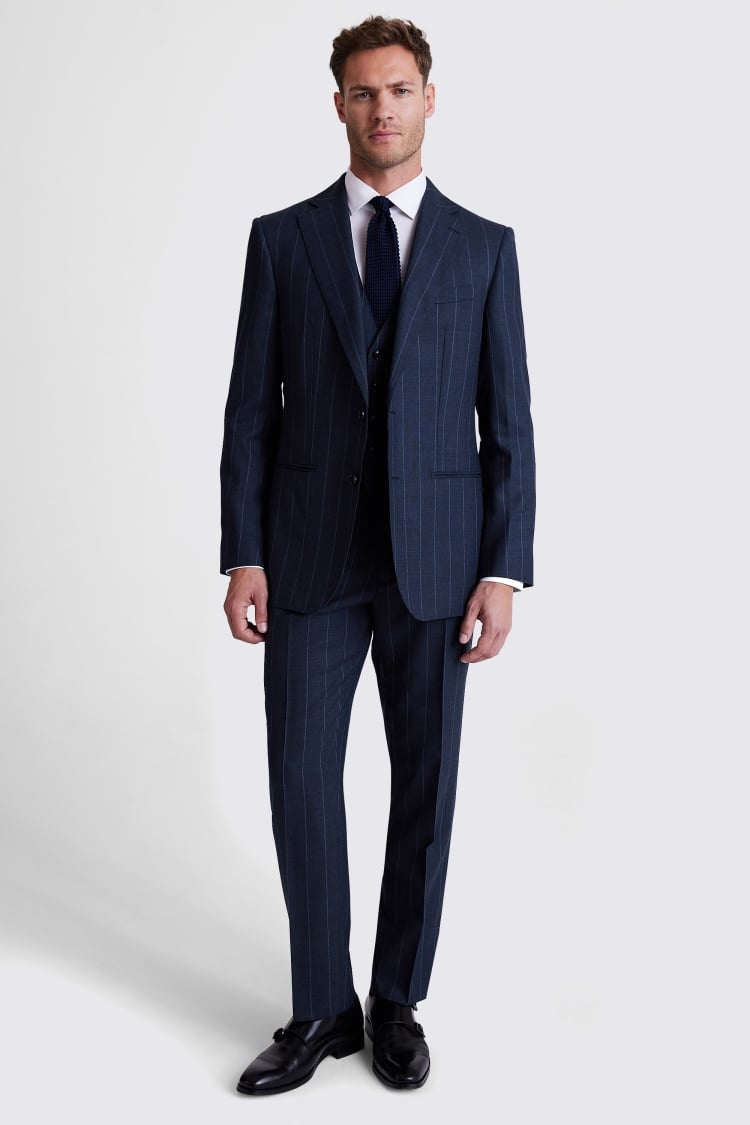 Regular Fit Navy Stripe Suit