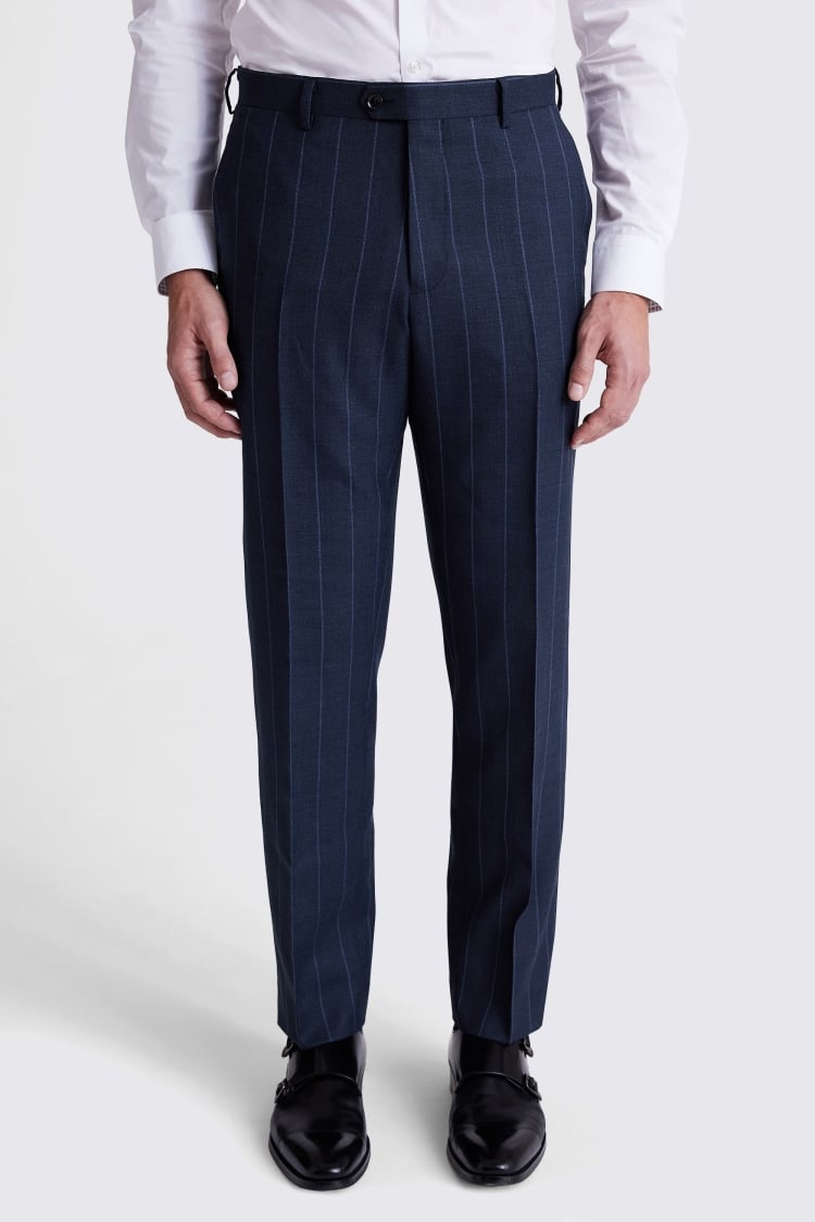 Regular Fit Navy Stripe Trousers