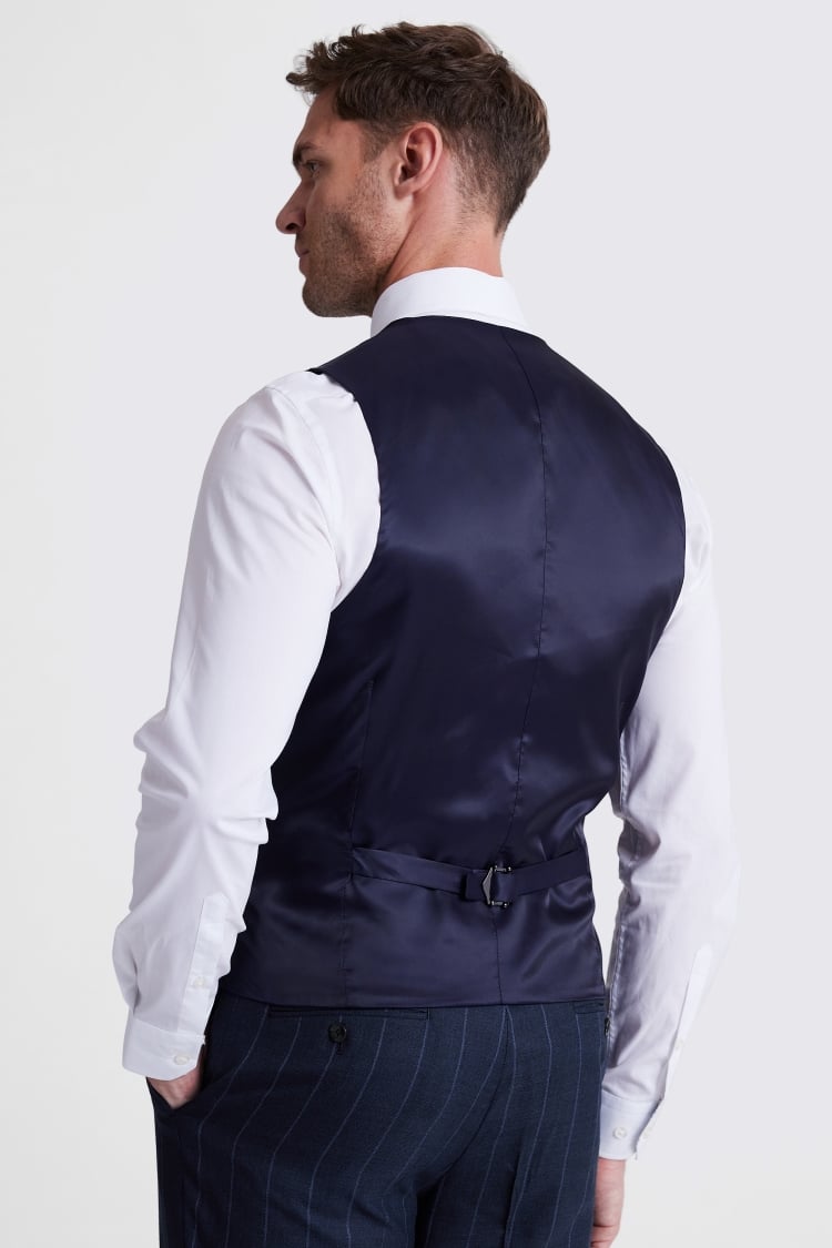 Regular Fit Navy Stripe Waistcoat