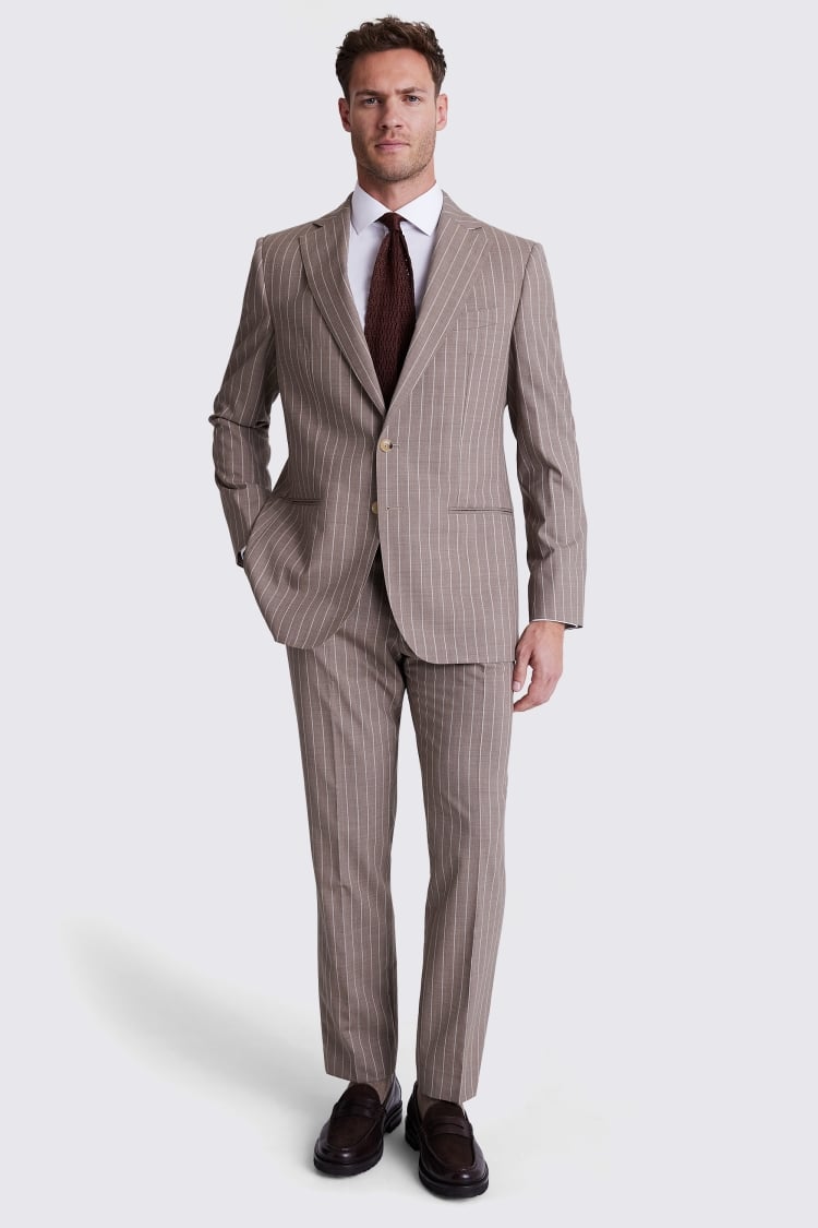 Regular Fit Taupe Stripe Suit